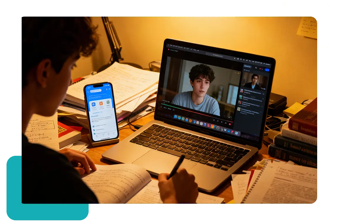 Student gets distracted by multiple screens