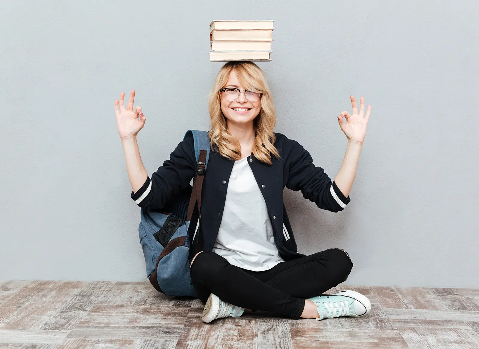 student looking for concentration through meditation